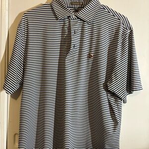 Peter Millar Navy and White Striped Polo